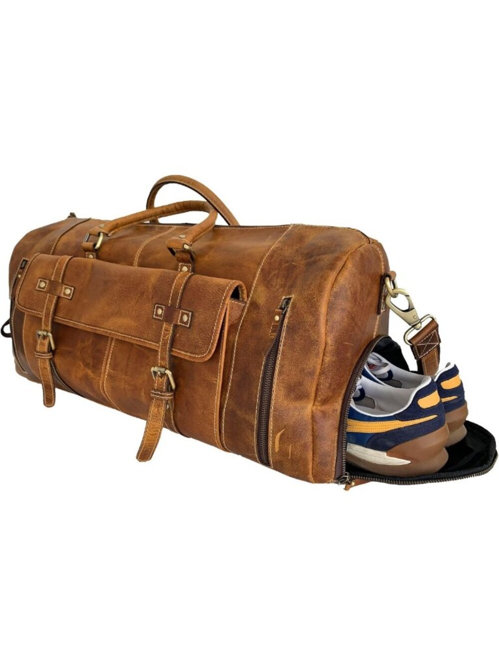 Stylish Leather Duffle Bag for Travel, Gym & Sports - Unisex Holdall Tote